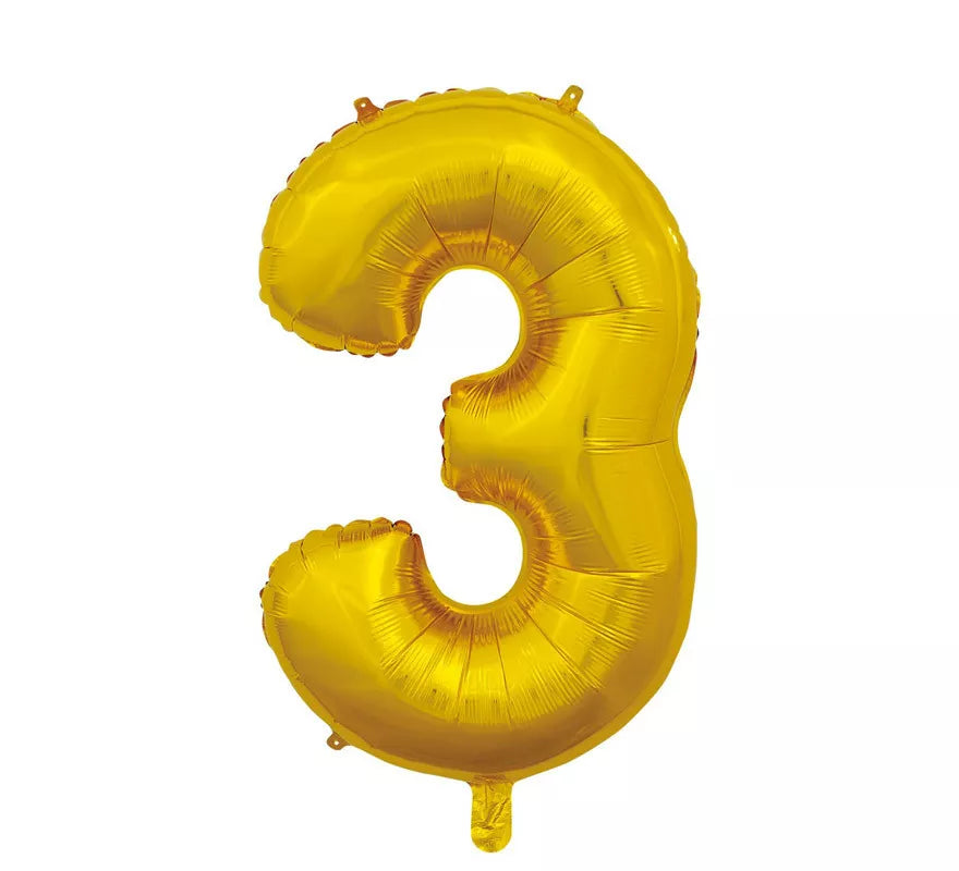 Translation missing: es.Globo de Foil Número 3 color Oro de 66 cm