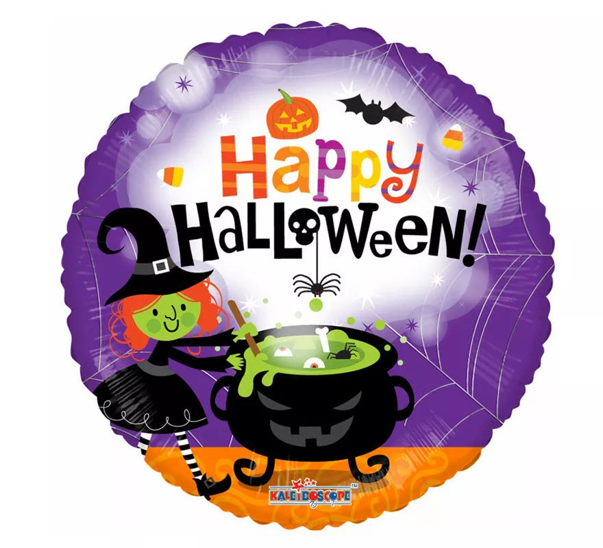 Translation missing: es.Globo de Foil Redondo de 46 cm Bruja Happy Halloween