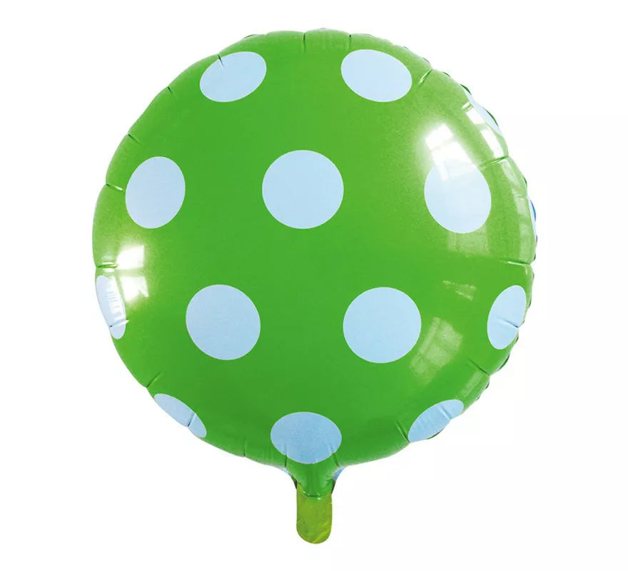 Globo de Foil Redondo Lunares Verde Manzana de 46 cm