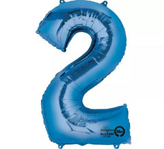 Globo metalizado Azul número 2 de 86 cm de altura