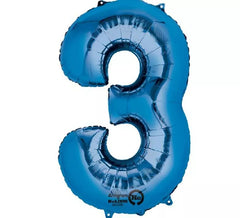 Globo metalizado Azul número 3 de 86 cm de altura