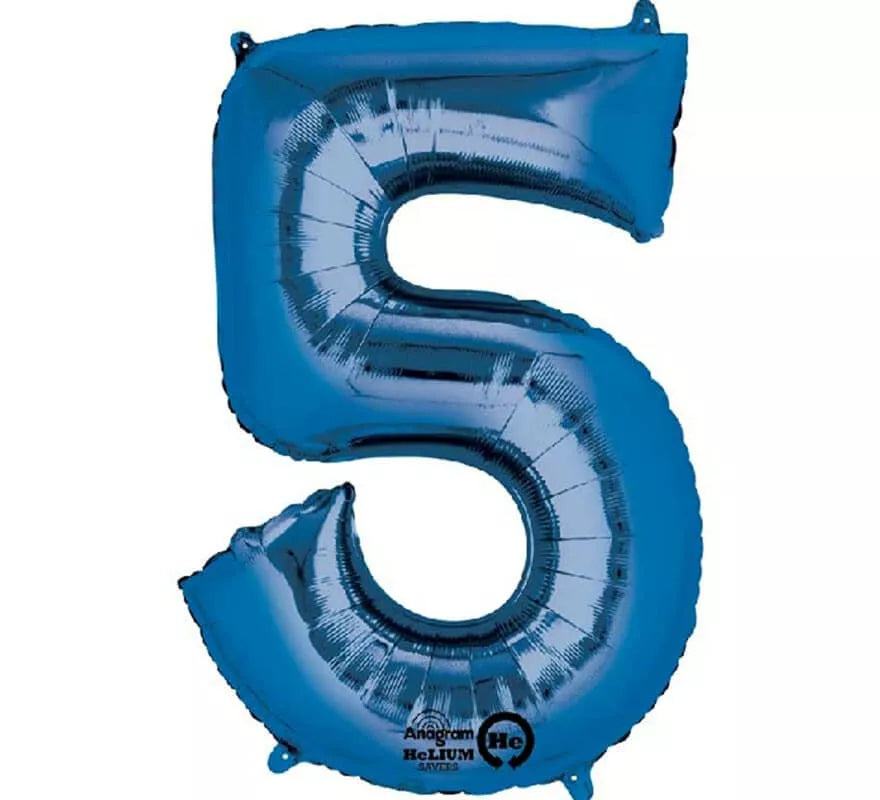 Translation missing: es.Globo metalizado Azul número 5 de 86 cm de altura