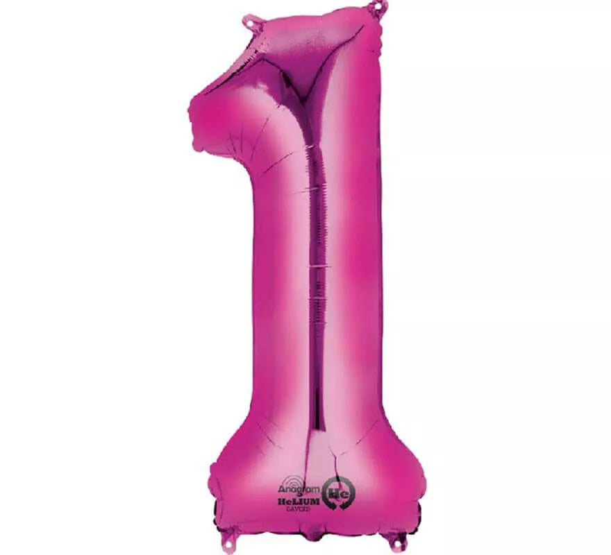 Translation missing: es.Globo metalizado Fucsia número 1 de 86 cm de altura