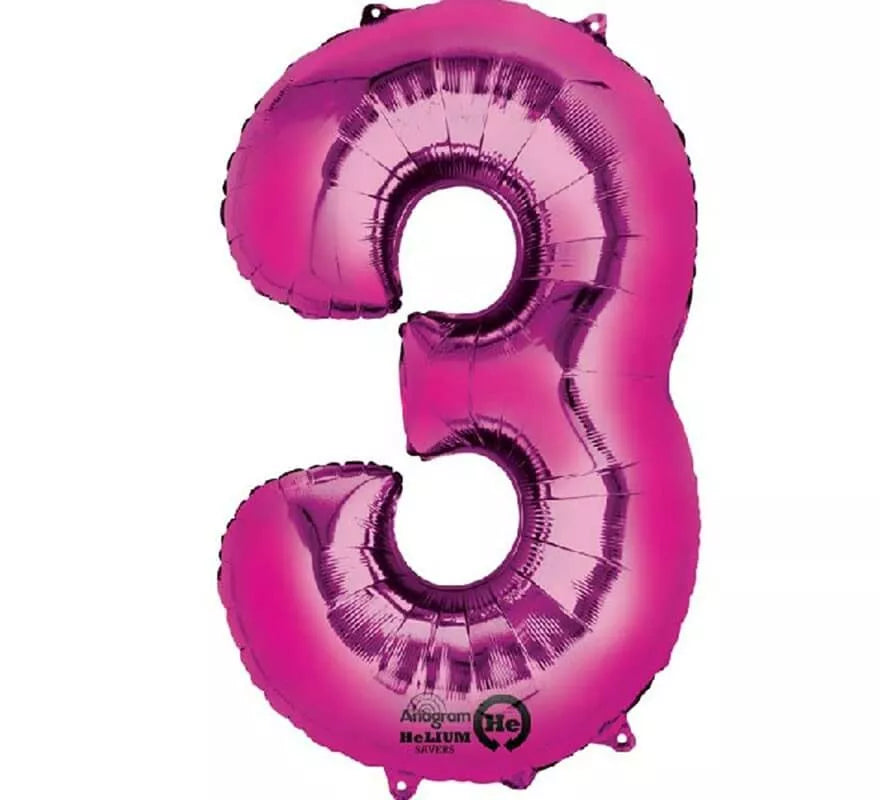 Globo metalizado Fucsia número 3 de 86 cm de altura