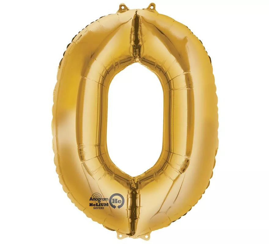 Translation missing: es.Globo metalizado Oro número 0 de 86 cm de altura
