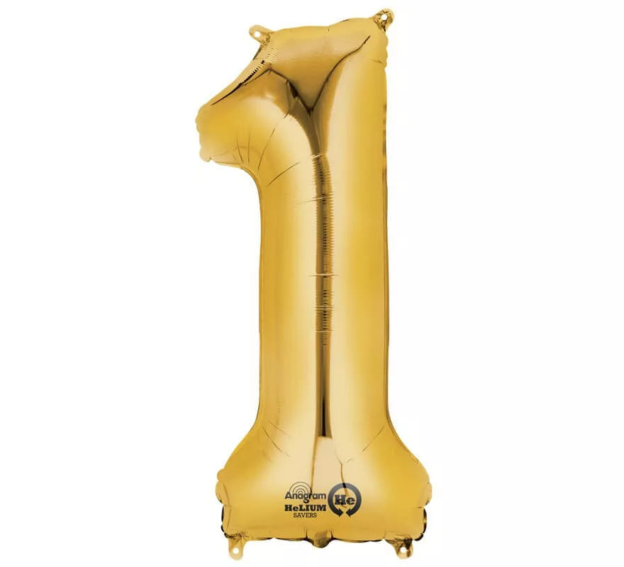 Translation missing: es.Globo metalizado Oro número 1 de 86 cm de altura
