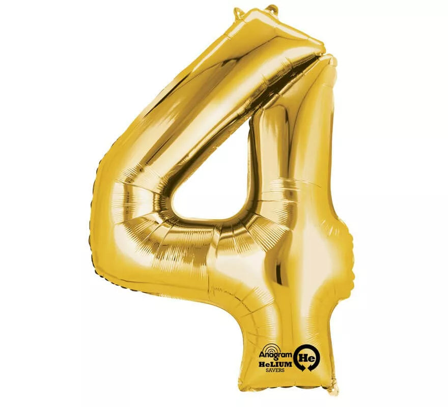 Translation missing: es.Globo metalizado Oro número 4 de 86 cm de altura