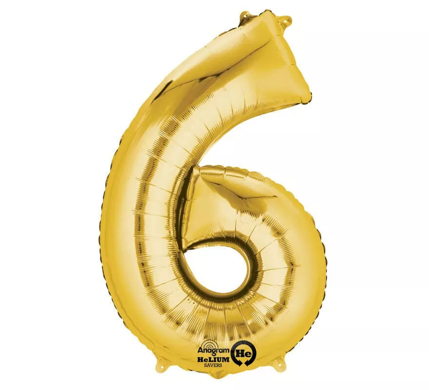 Translation missing: es.Globo metalizado Oro número 6 de 86 cm de altura