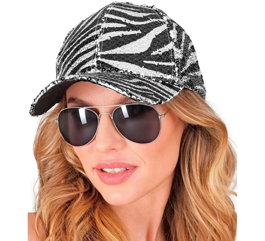 Translation missing: es.Gorra Animal Print Cebra con Lentejuelas