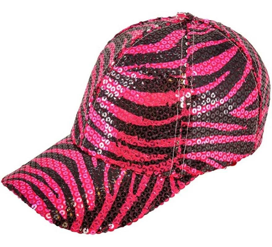 Translation missing: es.Gorra Animal Print Cebra rosa con Lentejuelas