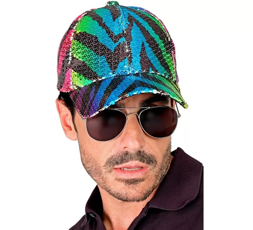 Translation missing: es.Gorra Animal Print Tigre Arcoíris con Lentejuelas
