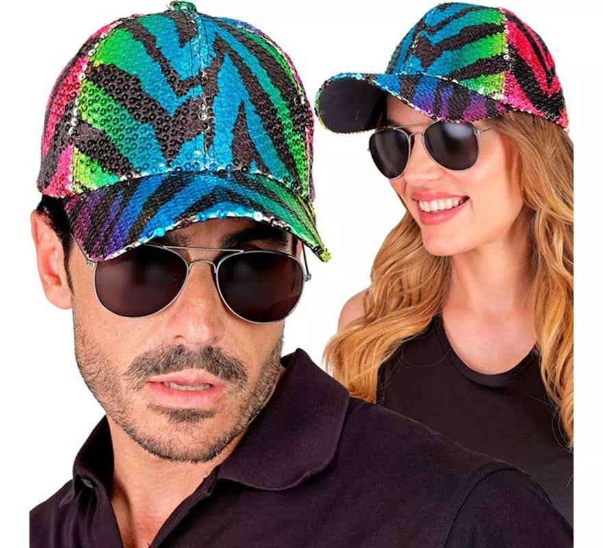 Translation missing: es.Gorra Animal Print Tigre Arcoíris con Lentejuelas