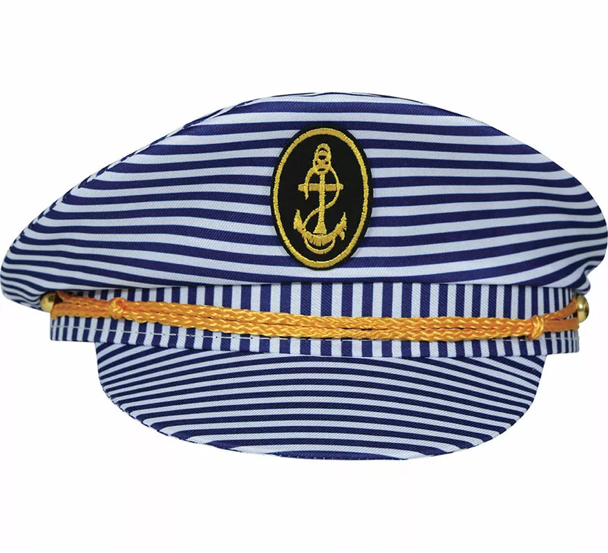 Translation missing: es.Gorra de Capitán Marinero a rayas adulto