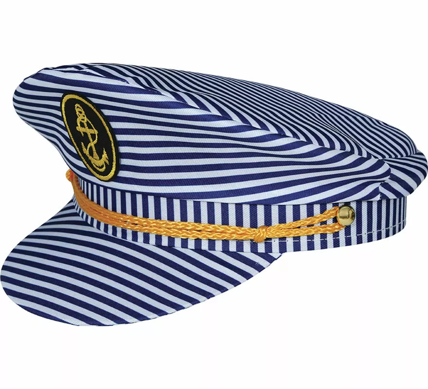Translation missing: es.Gorra de Capitán Marinero a rayas adulto