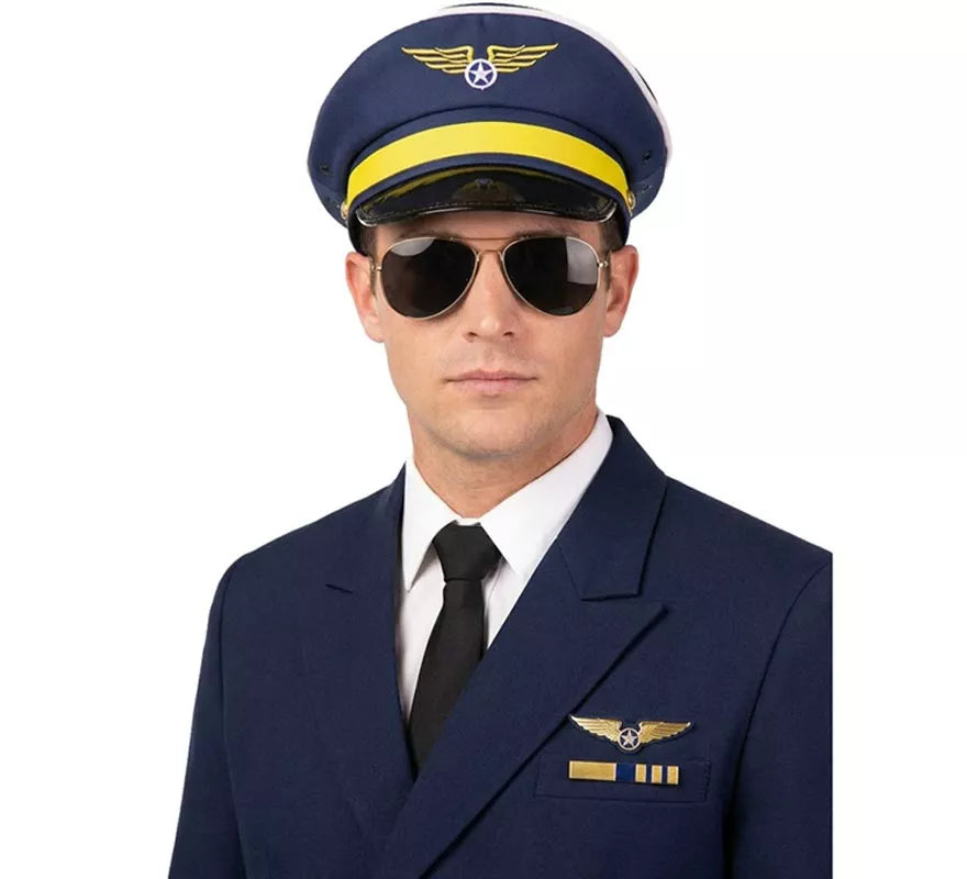 Translation missing: es.Gorra de Piloto azul y dorada