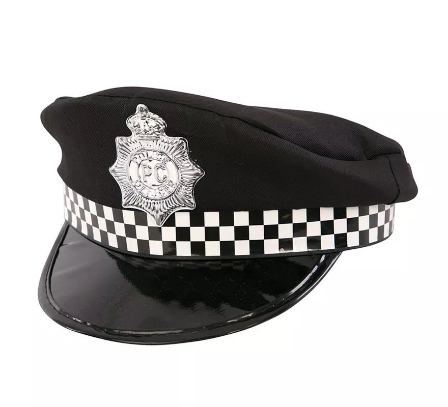 Gorra de Policía a cuadros infantil de 25x22x12 cm