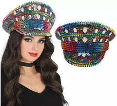Gorra de Policía Arcoíris con Tachuelas adultos