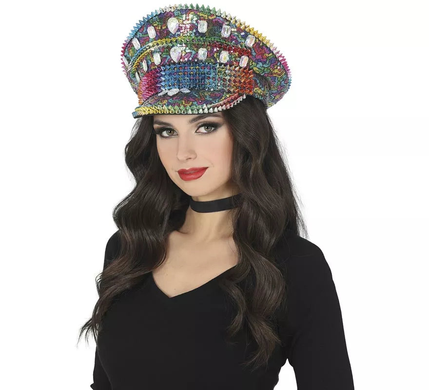 Translation missing: es.Gorra de Policía Arcoíris con Tachuelas adultos