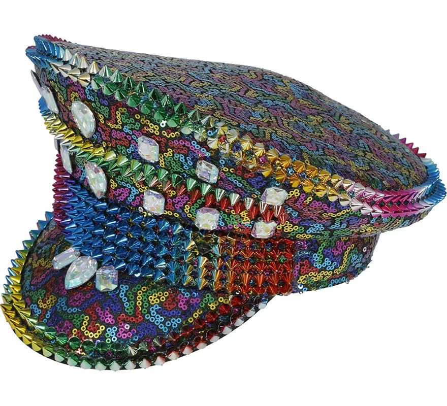 Translation missing: es.Gorra de Policía Arcoíris con Tachuelas adultos