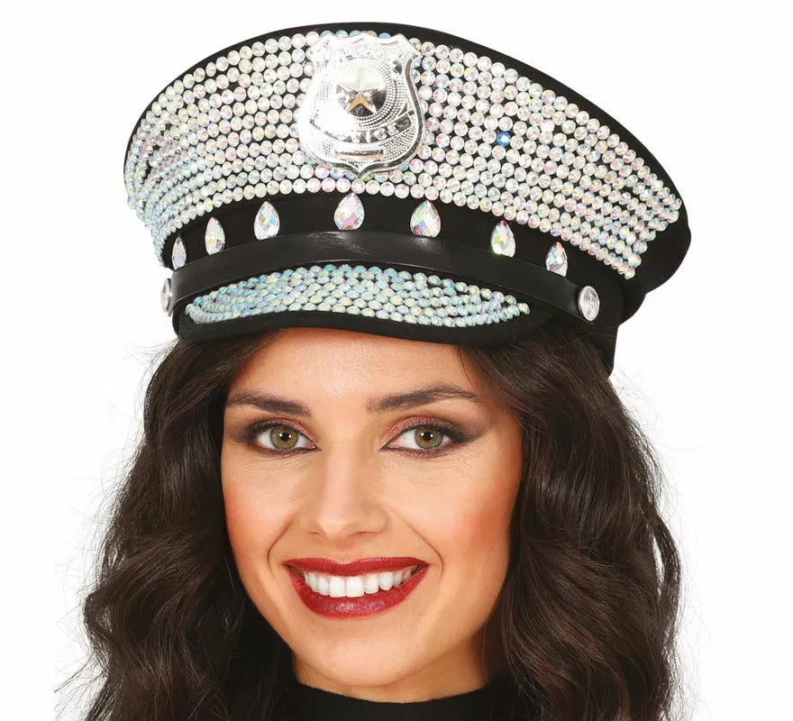 Translation missing: es.Gorra de Policía con brillantes adulto