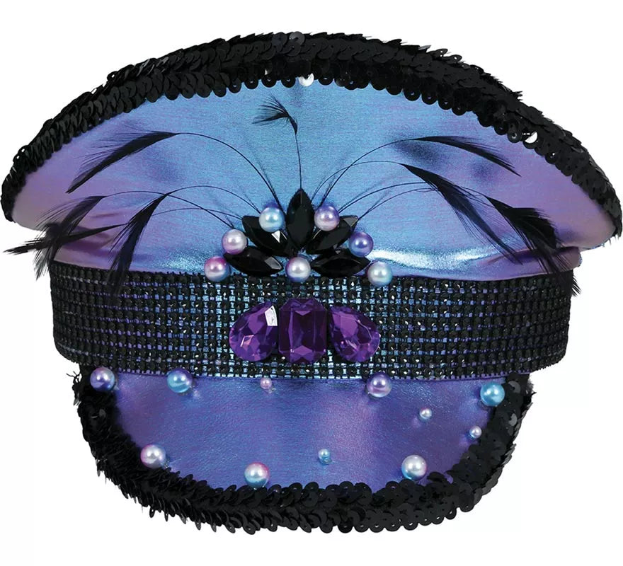 Translation missing: es.Gorra de Policía morada con Plumas adultos