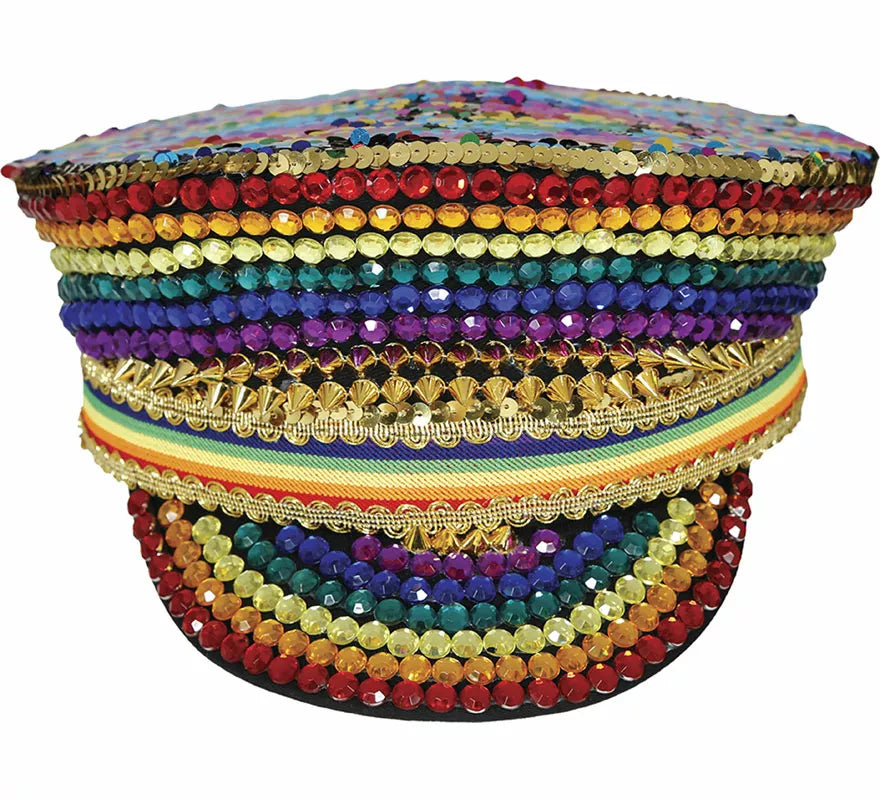 Translation missing: es.Gorra de Policía multicolor con pedrería adulto