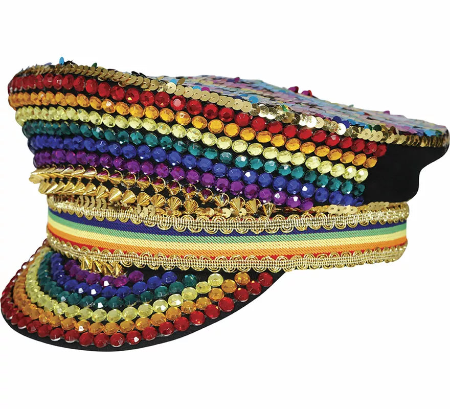 Translation missing: es.Gorra de Policía multicolor con pedrería adulto