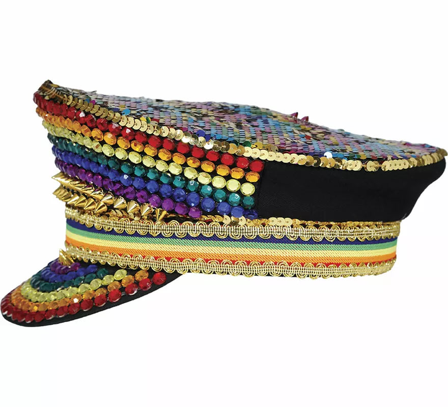 Translation missing: es.Gorra de Policía multicolor con pedrería adulto