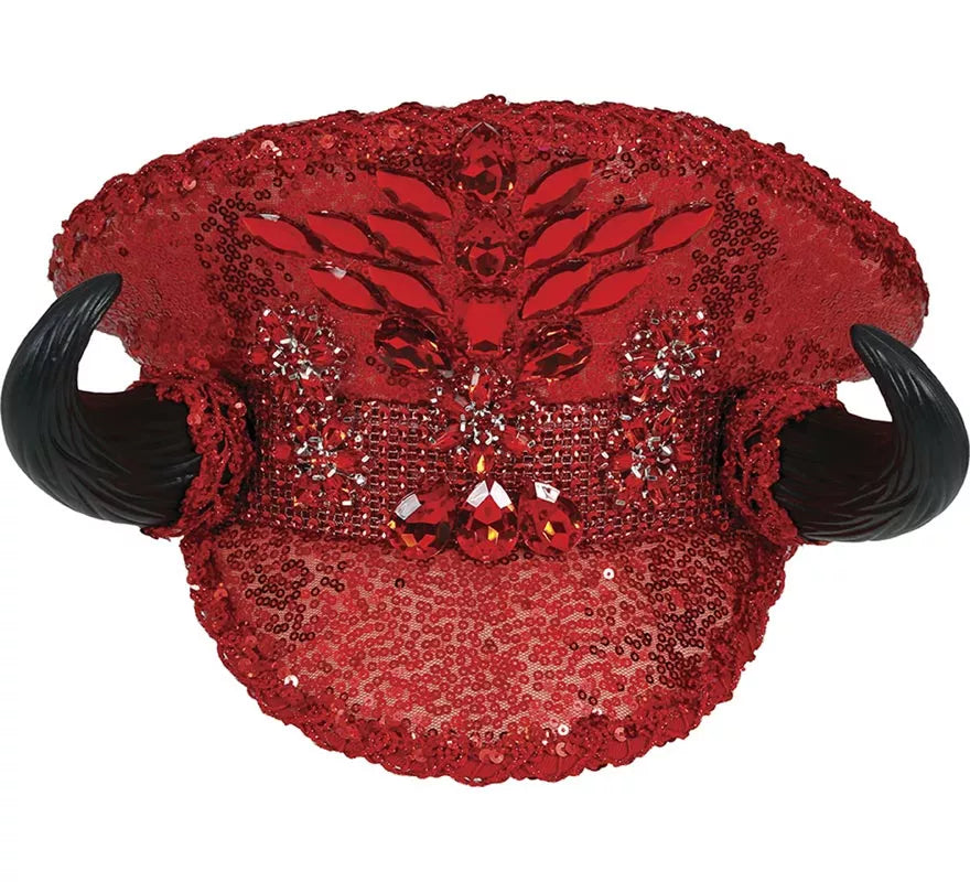 Translation missing: es.Gorra de Policía roja con Cuernos adultos