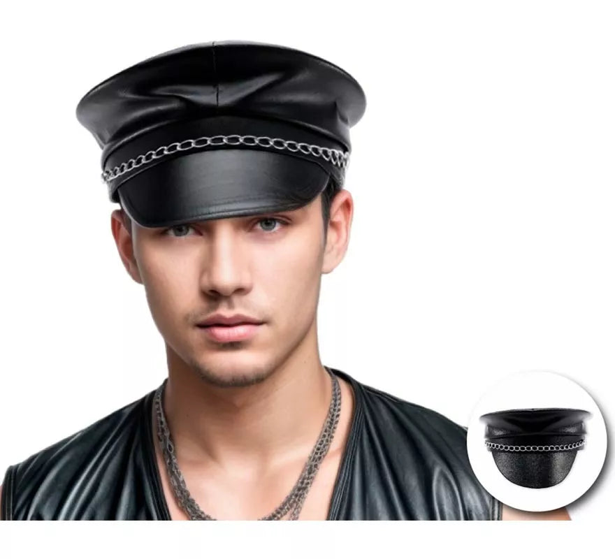 Translation missing: es.Gorra de Polipiel con cadena años 80 adulto