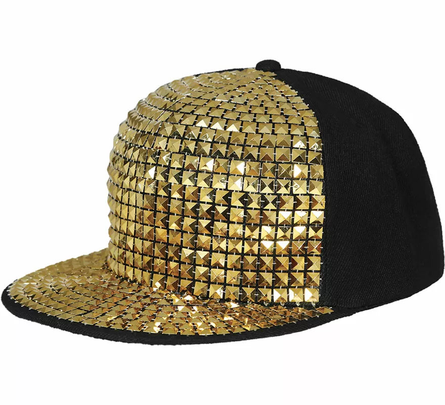 Translation missing: es.Gorra de Rapero con remaches dorados adulto