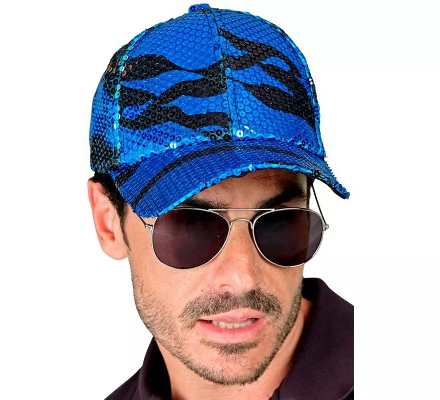 Translation missing: es.Gorra Ondas azul con Lentejuelas