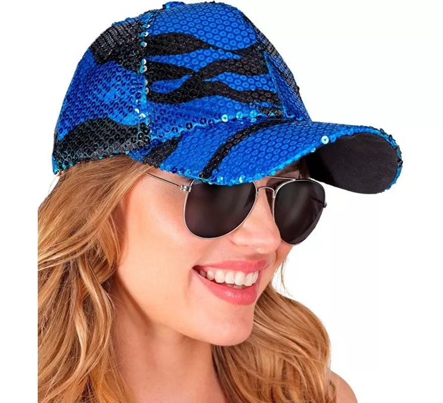 Translation missing: es.Gorra Ondas azul con Lentejuelas