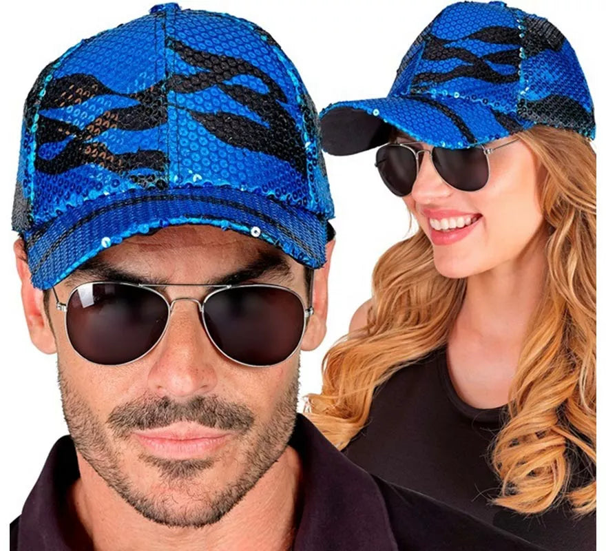 Translation missing: es.Gorra Ondas azul con Lentejuelas