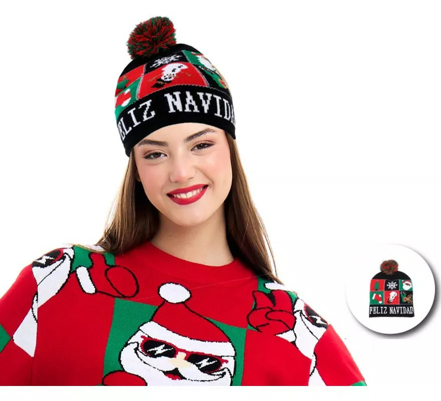 Translation missing: es.Gorro de Figuras Navideñas oscuro adulto