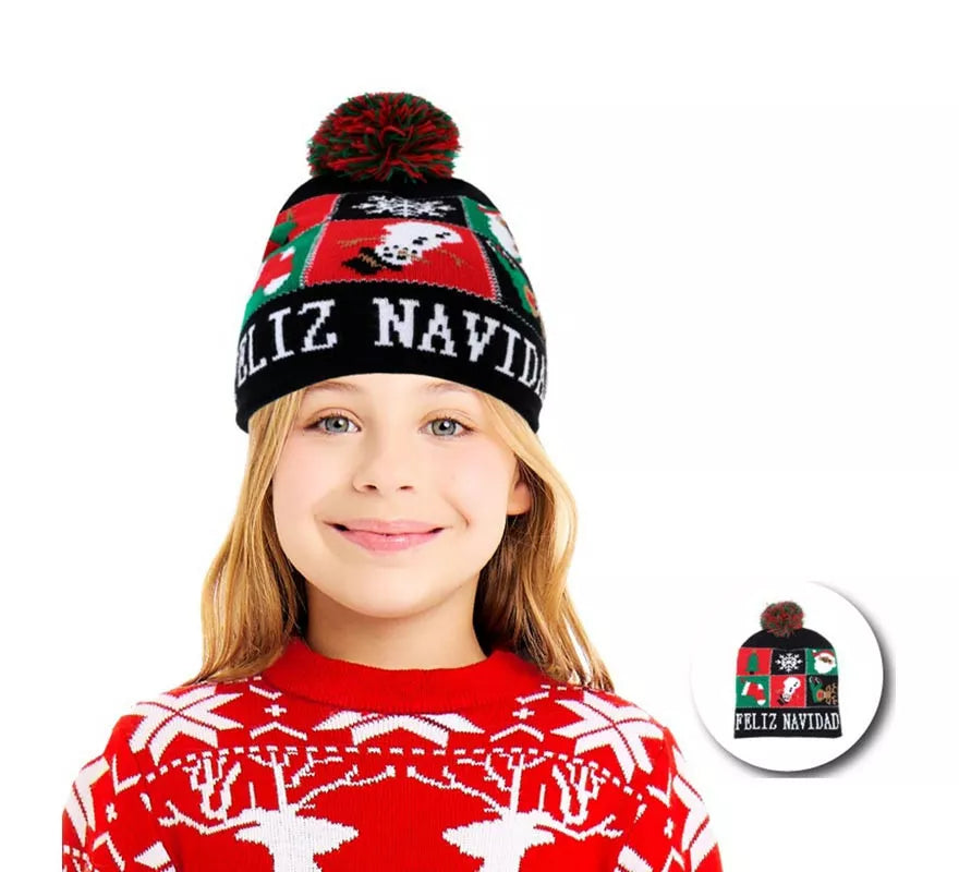 Translation missing: es.Gorro de Figuras Navideñas oscuro infantil