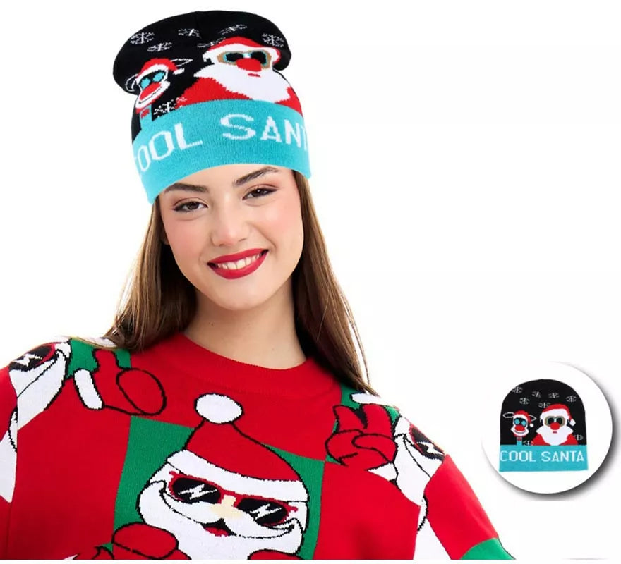 Translation missing: es.Gorro de Navidad Cool Papá Noel azul adulto
