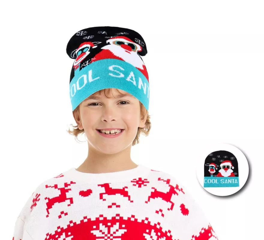 Translation missing: es.Gorro de Navidad Cool Papá Noel azul infantil