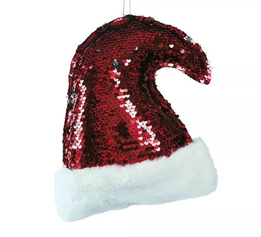 Translation missing: es.Gorro de Papá Noel Lentejuelas Rojo 20 cm para decorar Árbol de Navidad