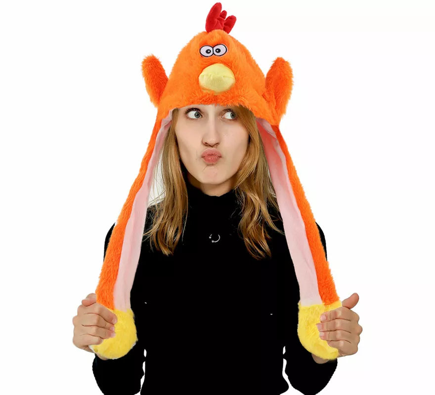Gorro de Pollo con Oreja Móviles y Luz