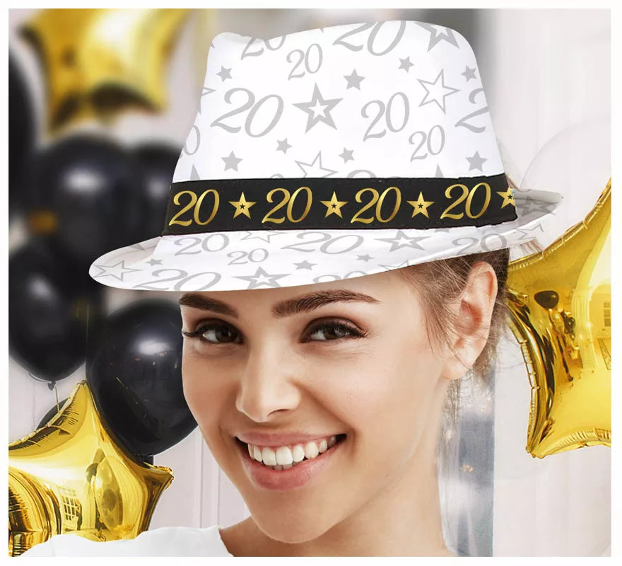 Translation missing: es.Gorro Gángster Blanco 20 Años Cumpleaños y Aniversarios