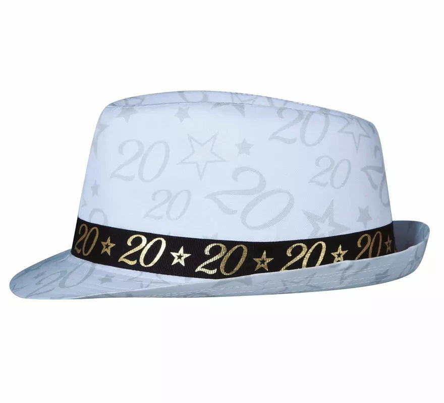 Translation missing: es.Gorro Gángster Blanco 20 Años Cumpleaños y Aniversarios