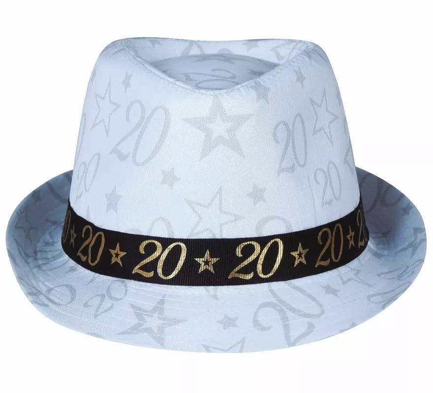 Translation missing: es.Gorro Gángster Blanco 20 Años Cumpleaños y Aniversarios