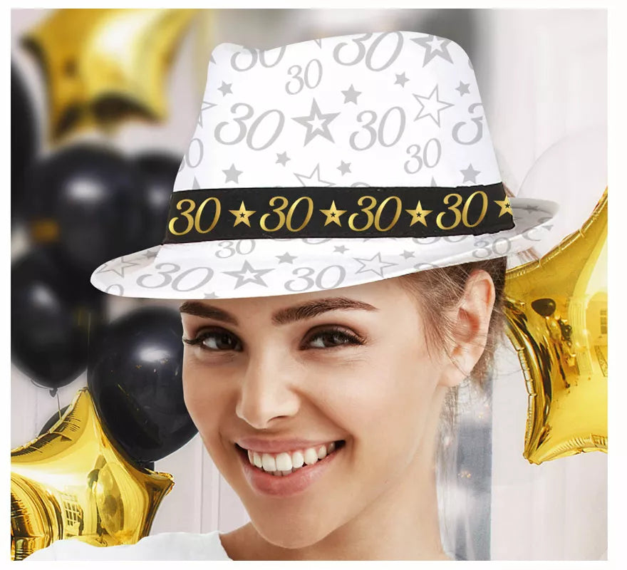 Translation missing: es.Gorro Gángster Blanco 30 Años Cumpleaños y Aniversarios