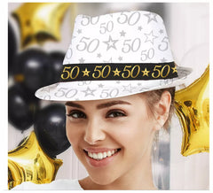 Gorro Gángster Blanco 50 Años Cumpleaños y Aniversarios
