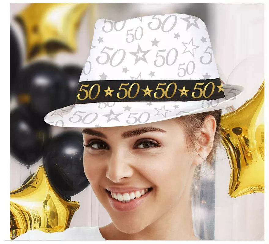 Translation missing: es.Gorro Gángster Blanco 50 Años Cumpleaños y Aniversarios