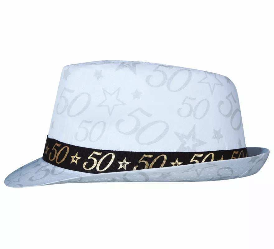 Translation missing: es.Gorro Gángster Blanco 50 Años Cumpleaños y Aniversarios