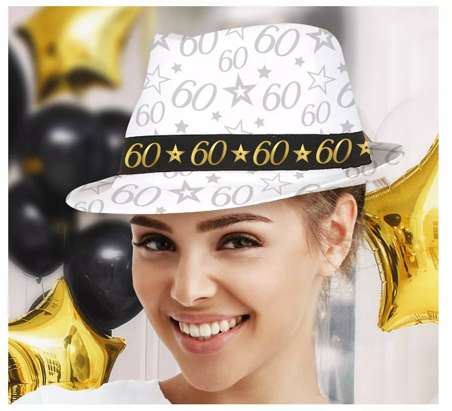 Translation missing: es.Gorro Gángster Blanco 60 Años Cumpleaños y Aniversarios