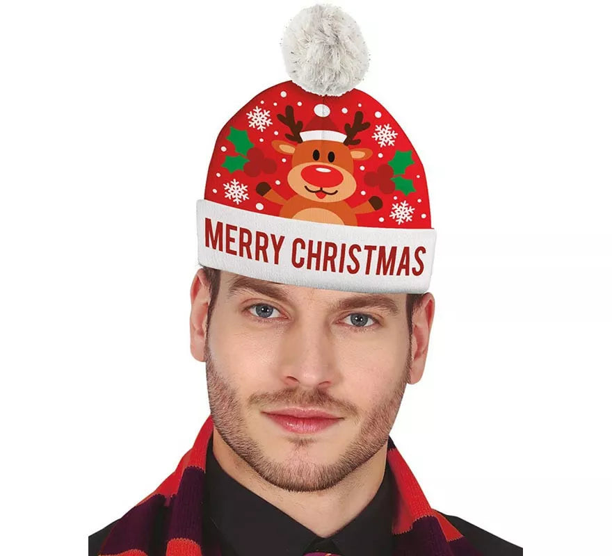 Translation missing: es.Gorro Navideño Reno Merry Christmas con efecto lana