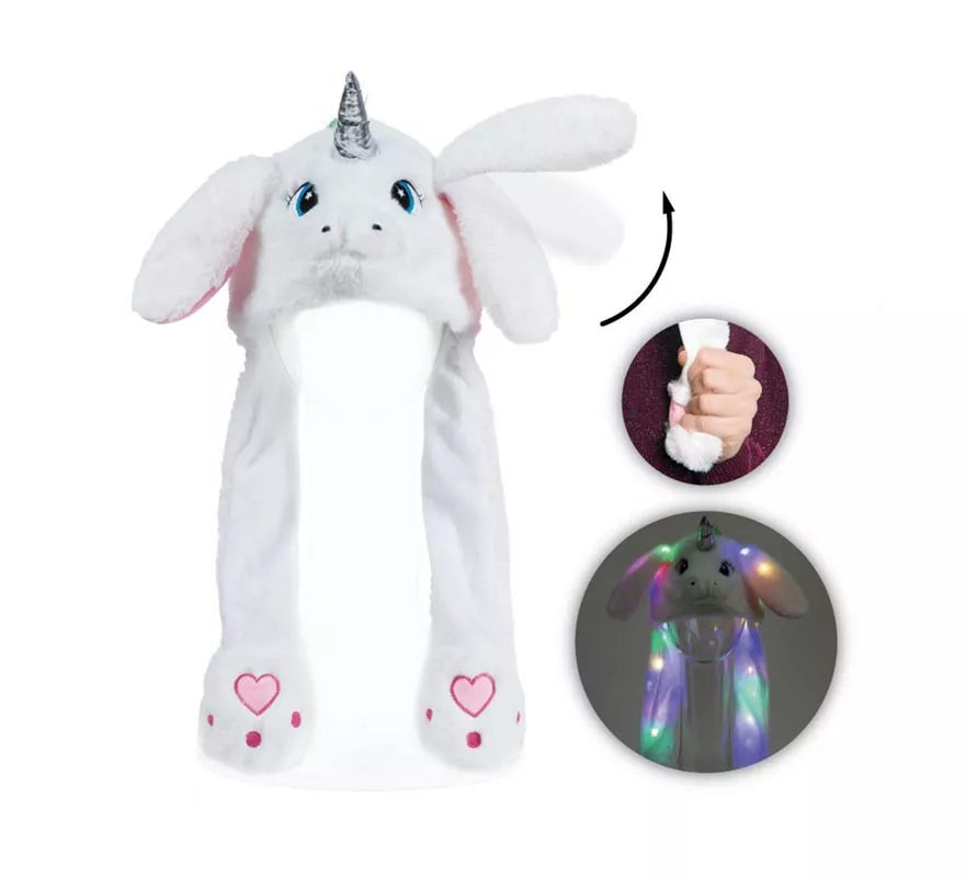 Translation missing: es.Gorro Unicornio blanco orejas con luz y movimiento